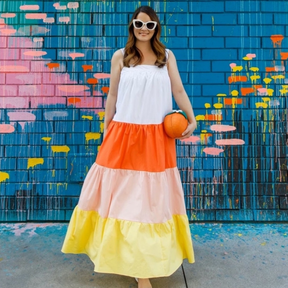 ENGLISH FACTORY Tiered Colorblock Maxi Dress - Picture 2 of 13